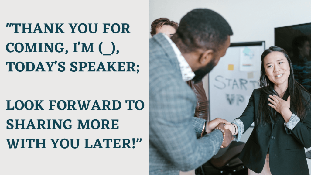 image of a presenter mingling with the audience before the presentation