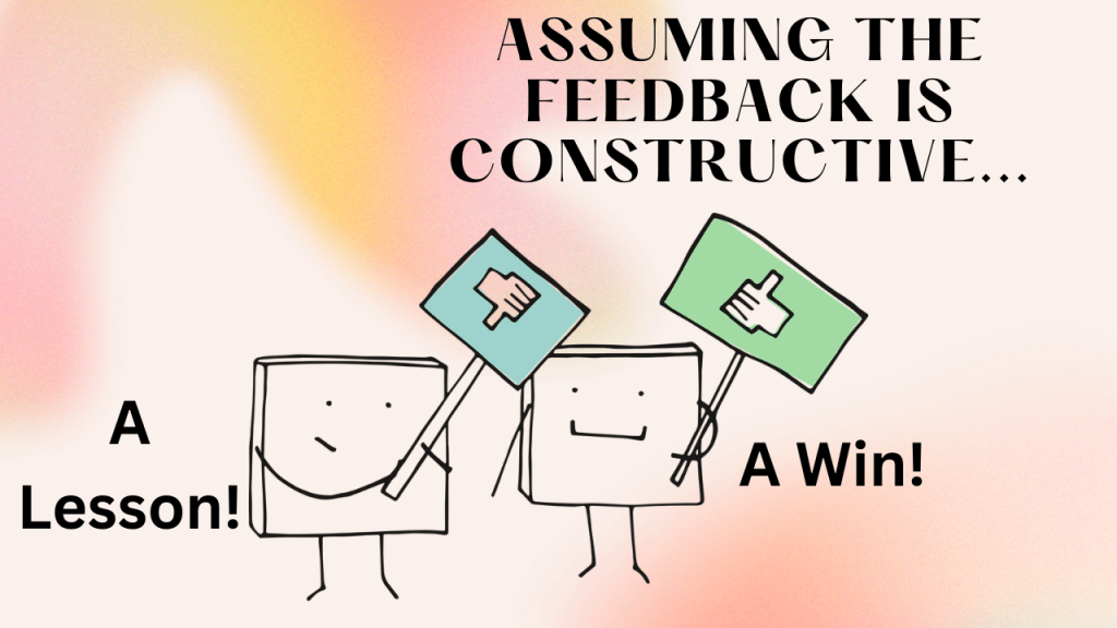 image of constructive feedback about presentation being accepted