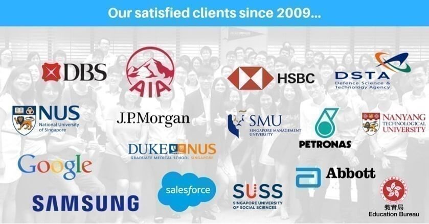 image that shows public speaking academy’s past corporate clients since 2009